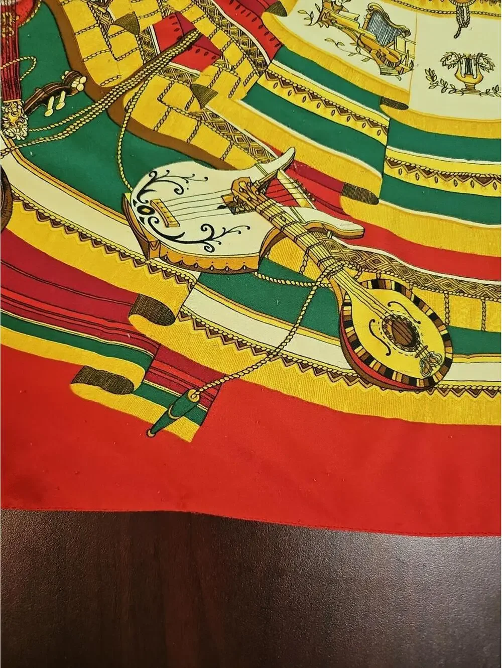 Vintage music art string instruments scarf 31 in square. Beautiful Vibrant Color